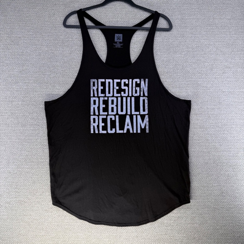 WWE Tank Top XL Black Polyester Rayon Seth Rollins Redesign Rebuild Reclaim Gym